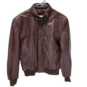 Vintage 1980s Saddlery Fifth Ave NYC Leather Bomber Jacket 44 Brown